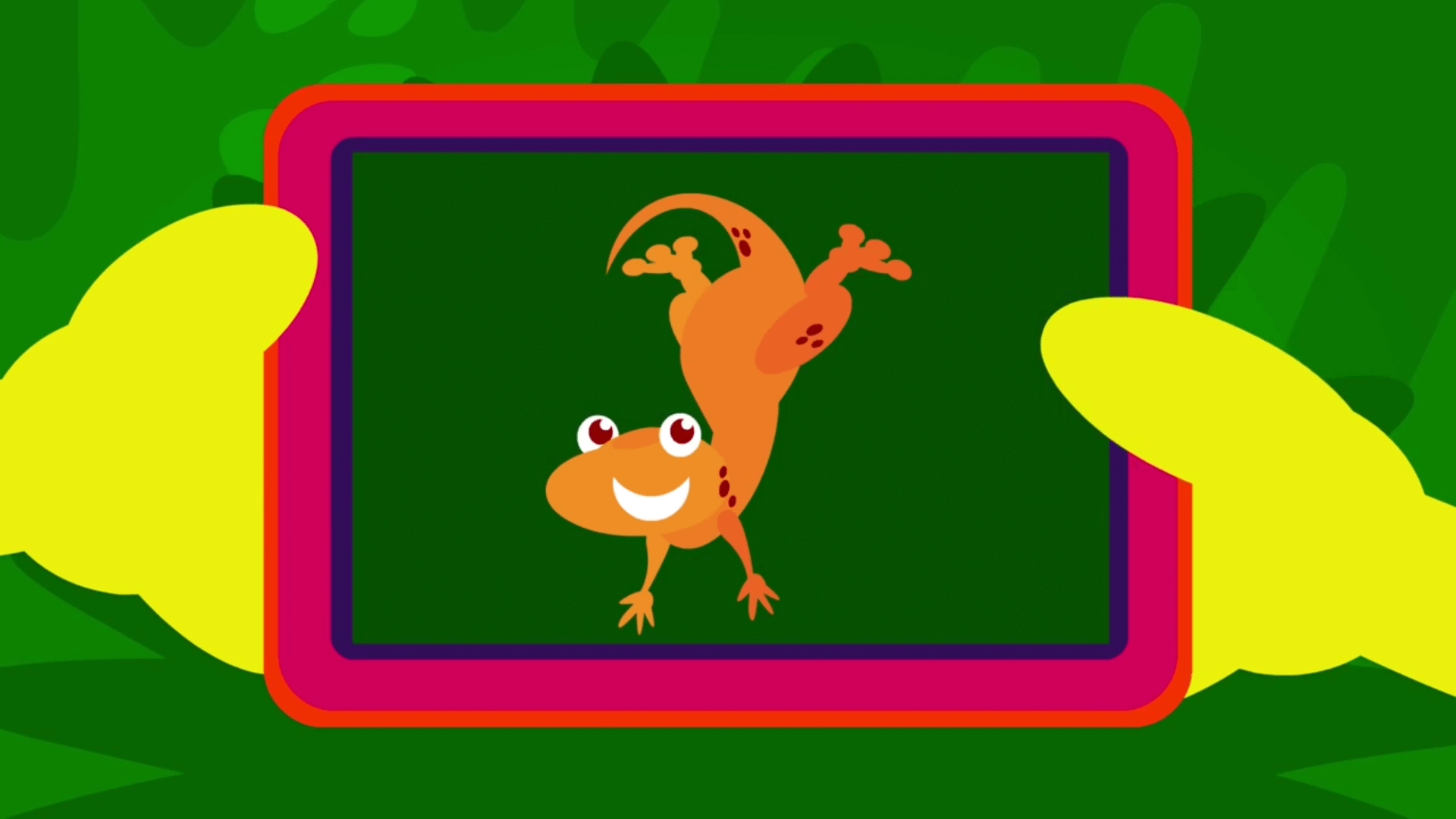 freddy takes a photo of a newt in jungle surprise episode of the kneebouncers show on babyfirsttv