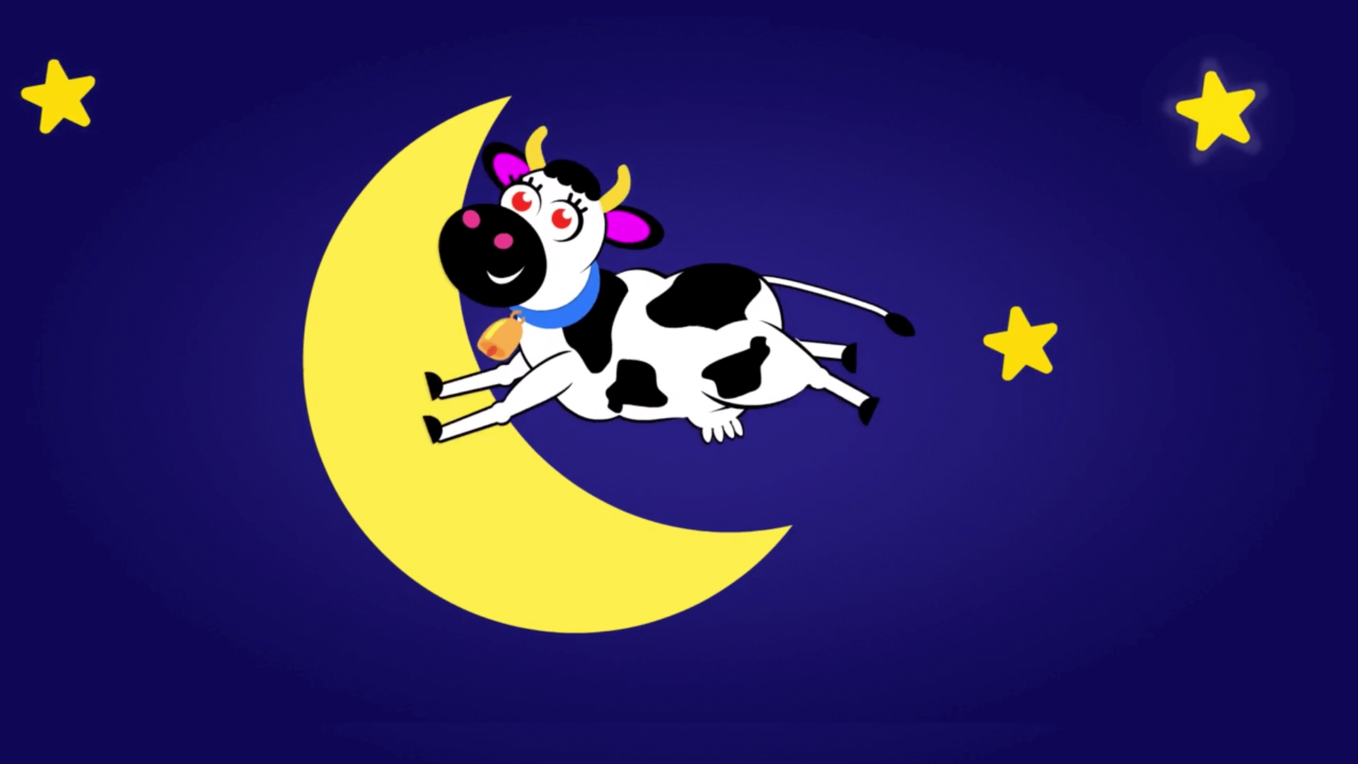 cow jumps over the moon in episode of the kneebouncers show on babyfirsttv