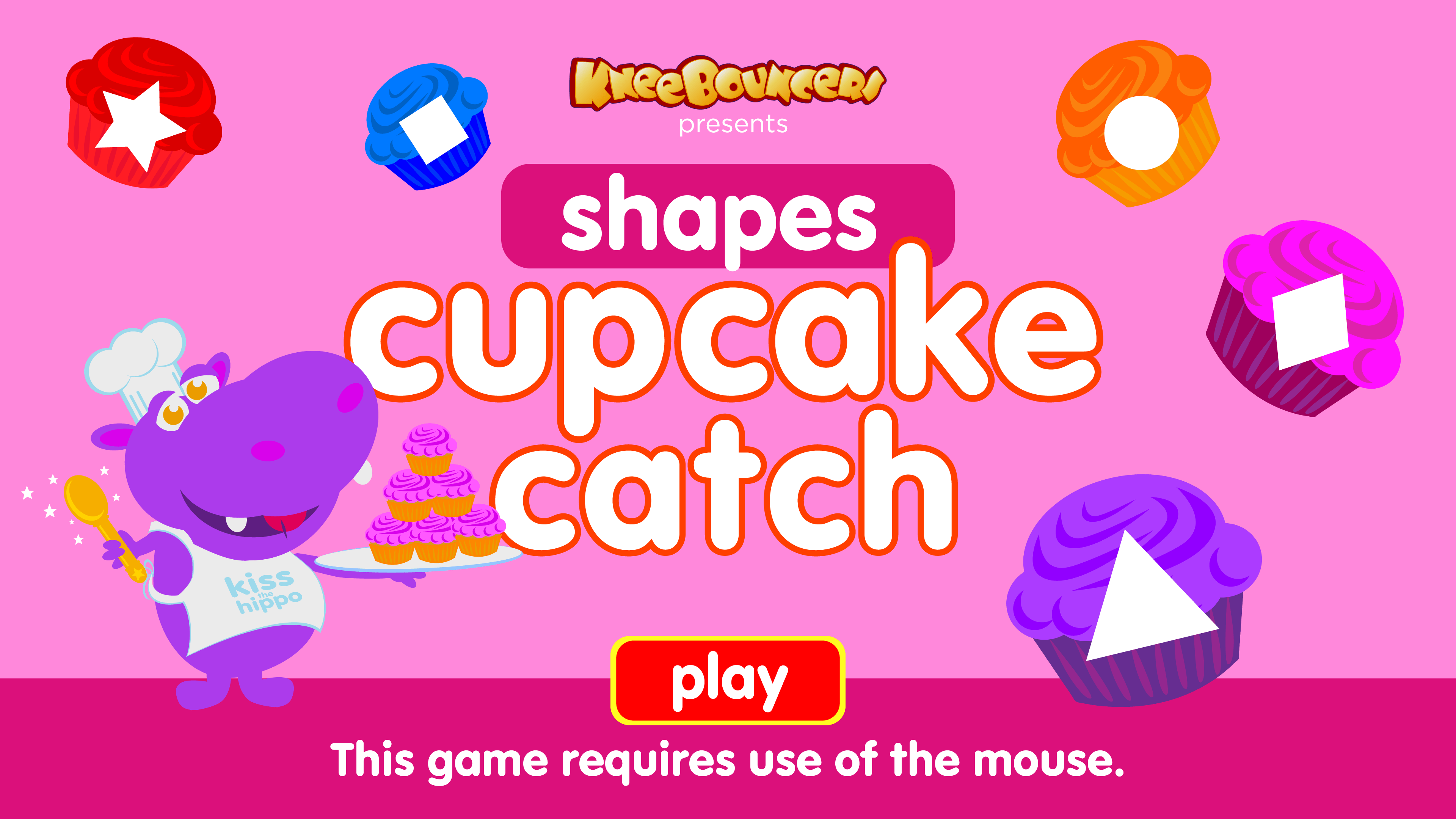 Preschool game, learn shapes, cupcake catching game