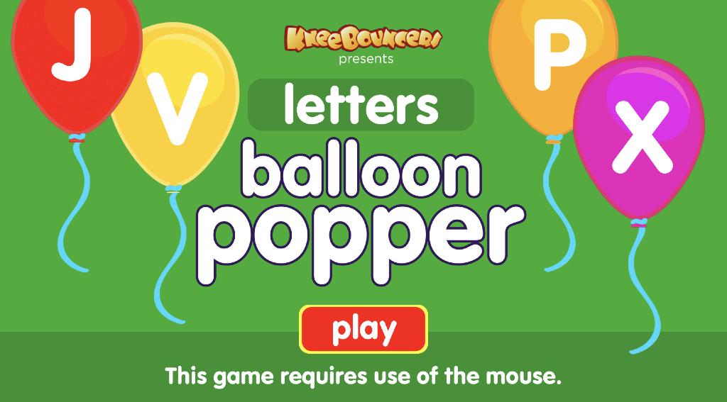Educational game, Preschool game, learn letters, balloon popping game