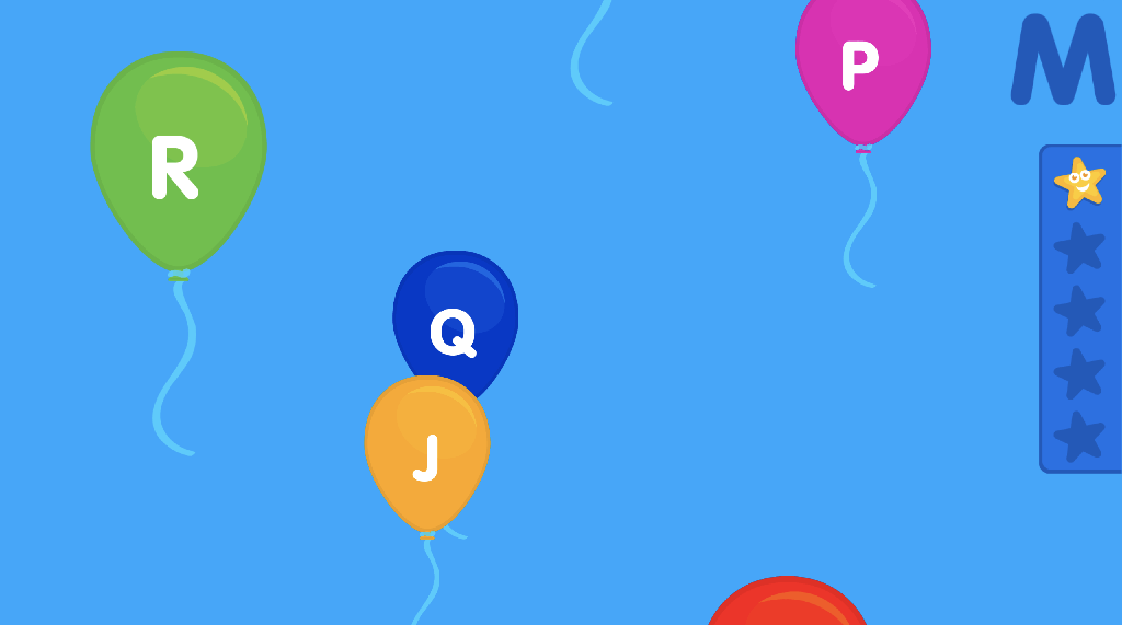 balloon popping, educational game, learn letters