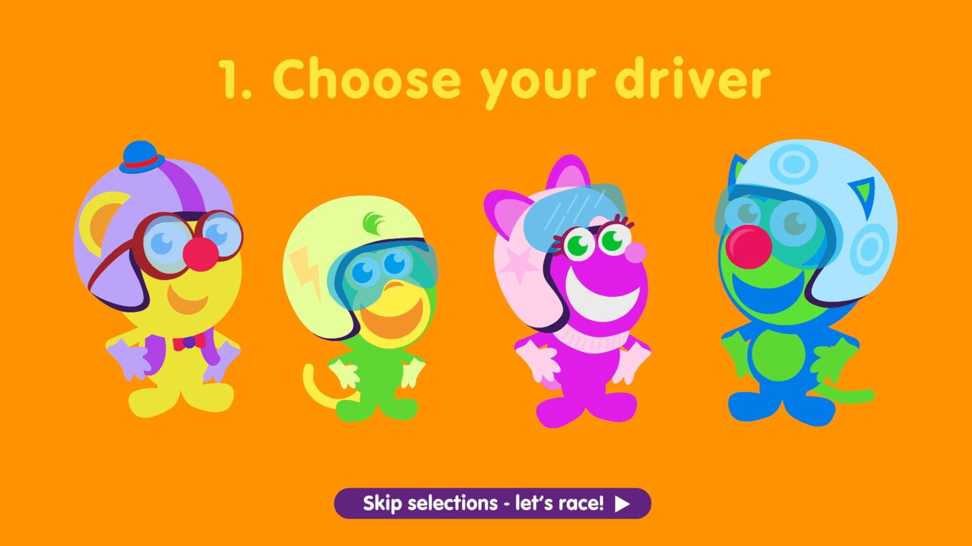 racing game, educational game, game for toddlers, learn numbers, learn counting, car race, choose car driver