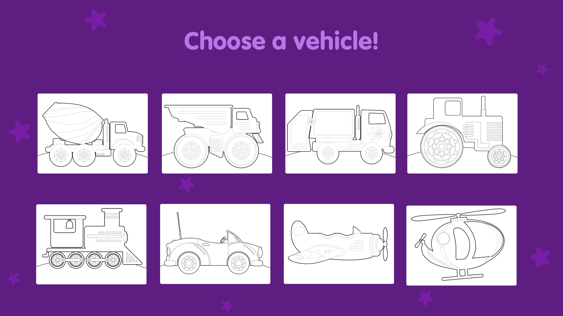 choose vehicle to color
