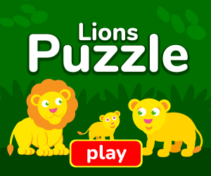 lion puzzle game title 300x250
